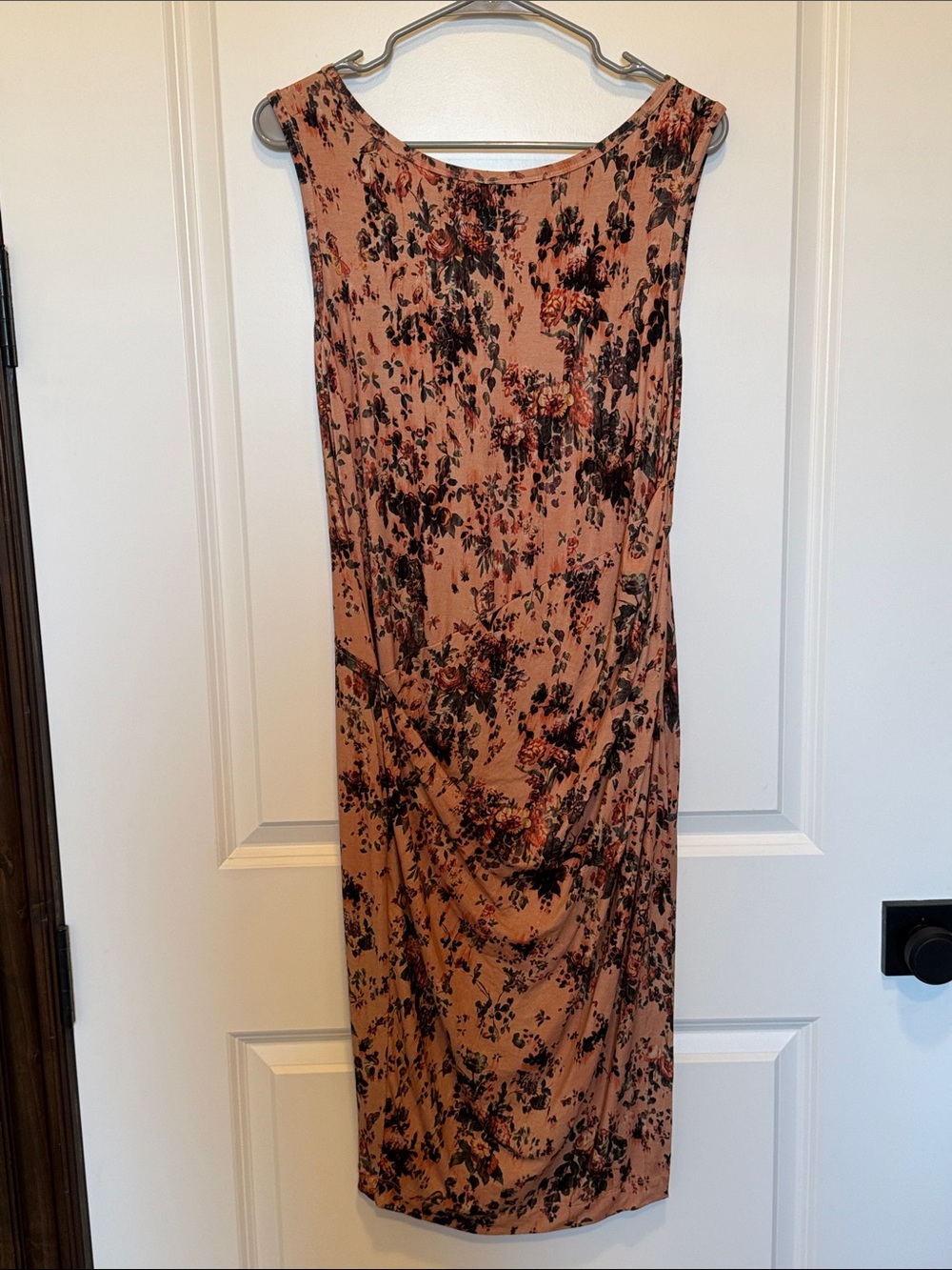 Peruvian Connection Moody Floral Sleeveless Ruched Dress Size M